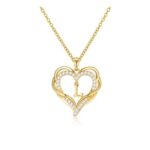 KLIFOWDY Heart Initial Necklace, 14K Gold-Plated Letter Pendant