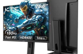 KTC H24T7 24 QHD 180Hz Gaming Monitor Fast IPS, 1ms, HDR400, Adaptive Sync, Height Adjustable, HDMI/DP