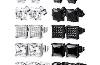 Kalvica 10 Pairs Stainless Steel Stud Earrings Cubic Zirconia 6mm