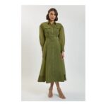 KarenMillen Trim Detail Organdie Midi Shirt Dress