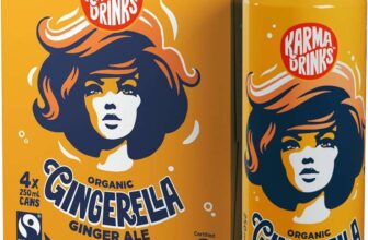 Karma Drinks Gingerella Ginger Ale Fizzy Soft Drink, 4 x 250ml Cans