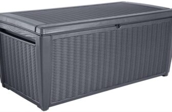 Keter Sumatra cushion box for outdoor use, 511 L, 147.3 x 75.3 x 16.7 cm, seating for 2 people, graphite – Sold/Shipped by Spreetail