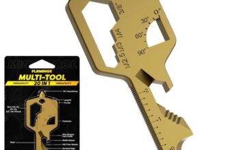 Key Shaped Pocket Multitool 20-in1 Multi Tool Bottle Opener Stainless Steel Keychain – Gold, Silver, Black – Sold By FLRMINGE Hub/FBA