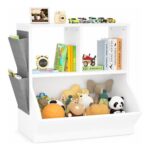 Kids Bookshelf with Toy Storage, 70 Cm with Side Pockets and Anti-Tip Kit