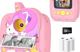 Kids Camera Instant Print,48MP Digital Camera,1080P Video Selfie Toy,Pink