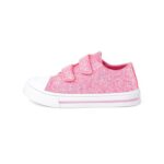 Kids Canvas Trainers for Girls, Easy Fasten Shoes, Pink Glitter