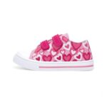 Kids Canvas Trainers with Easy-Fasten Pink Heart Size 8