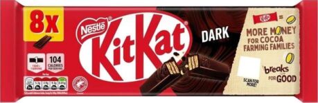 KitKat 2 Finger Dark Chocolate Biscuit Bar Multipack, 8 x 20.7g