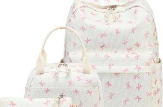 LEDAOU School Backpack Boys Teenagers Children Teenagers Girls Daypack Girls Leisure Backpack White Daisy Black Backpack, Pink Butterflies, L, Modern
