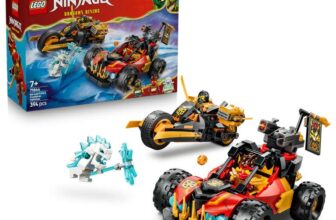 LEGO NINJAGO Kai and Coles Combiner Vehicles – Ninja Toy Car, Motorbike, 3 Minifigures Included Kai & Cole With Katanas – 71864