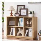 LELELINKY 6-Cube Storage Bookcase, 40-Inch Wide, Natural Oak