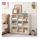 LELELINKY 9-Cube Storage Bookcase, 41-Inch Wide, Oak White