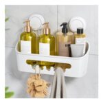 LEVERLOC Shower Caddy with Suction Cup, Removable, 22lbs, White