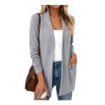 LILLUSORY Long Cardigans for Women Grey Lightweight M