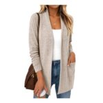 LILLUSORY Long Cardigans for Women UK Lightweight Coffee Grey L