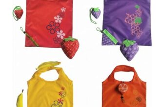 LUVDECO 4-Pack Foldable Reusable Bags with Fruit and Animal Patterns