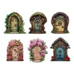 LUVDECO 6 Pack Fairy Doors for Garden Forest Door Set