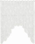 LUVDECO White Lace Curtain Tier Butterfly Floral Embroidered Cafe Kitchen Net Curtain 150x100cm Short Curtains Drape for Kitchen Bedroom Bathroom European Style Rod Pocket Valance