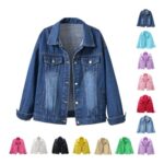 Ladies Denim Jacket Oversized, Classic Casual Autumn Coat
