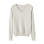 Ladies Knit Long Sleeve Casual Beige Sweater