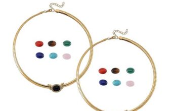 Lapis Lazuli & Interchangeable Multi Gemstones Necklace Yellow Tone 59.50 Ct