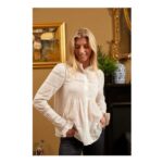 Lara White Cotton Pintuck and Lace Blouse 50% OFF