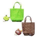 Larfraecy 2-Pack Foldable Tote Bags, Eco-Friendly, Reusable, Green