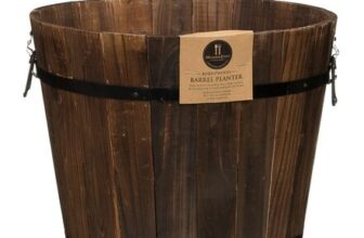 Large Burntwood Barrel Planter