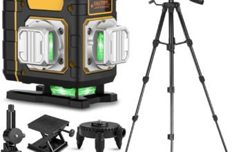 Laser Level with Tripod, Green 16 Line Laser 4D Laser Leveler Tool, 4×360 Self Leveling Laser Level with 2Pcs Lithium Batteries for Picture Hanging, Tile, Home Renovation, Indoor
