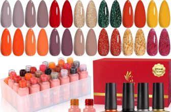 Lavender Violets 25 Pcs UV Gel Nail Polish Brilliant Red Earth color With Starter kit Blooming Gel,Base Coat,Glossy n Matte Top Coat Dotting Drawing Nail Brush Soak Off Manicure C406