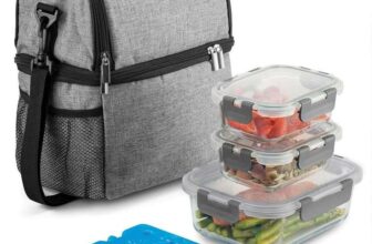 Leak-Proof Glass Food Containers with Insulated Lunch Bag & Ice Pack Insulated Lunch Bag £3.11 Orange / Blue Dual Layer Lunch Bag £4.41