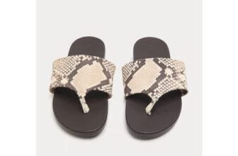 Leather Snake Print Toe Post Mules