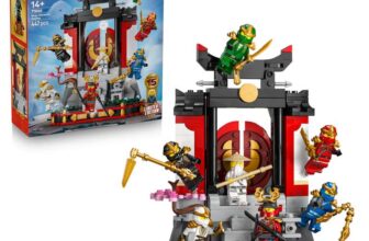 Lego Ninjago Ninja Character Display 15th Anniversary – Monastery Gate Model Kit w/ 8 Collectible Minifigures & Swords – 71866