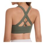 Lemef Womens Sports Bra Criss-Cross Back Strappy Non-Padded Green XL