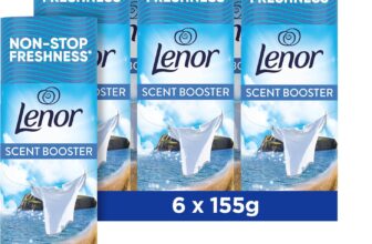 Lenor in-Wash Scent Booster, 6 x 155g, Sea Breeze Stroll, Non-Stop Freshness Even After 3 Months in The Wardrobe