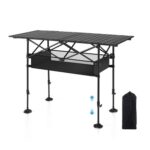 Lets Camp Folding Aluminium Roll-up Picnic Table Black