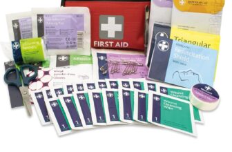 Lewis-Plast Premium 92 Piece First Aid Kit – Safety Essentials for Travel, Car, Home, Camping, Work, Hiking & Holiday Red , Small