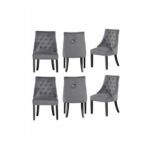 Life Interiors Set of 6 Windsor Knocker Back Velvet Dining Chairs