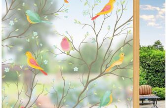 Lifetree Stained Glass Window Film Privacy for Glass, Clear, 75 200cm Glue-Free Static Cling, UV-Block Protection, Removable No Residue, Bird Decorative Patterned Window Film for Home & Office
