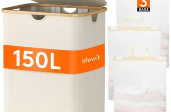 Lifewit 150L Laundry Basket with Lid 3 Compartments, with checkout discount – Sold by Lifewit Home UK / FBA