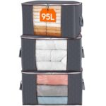 Lifewit 95L Clothes Storage Bags With Lid Packing Boxes With Reinforced Handle Thick, 3 Pack – Sold by Lifewit Home UK / FBA
