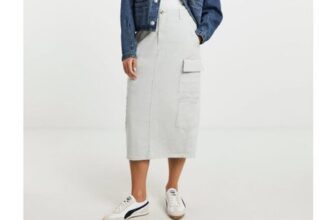 Light Grey Double Pocket Cargo Midi Skirt