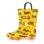 Light up Kids Boots, Size 7, Yellow Car