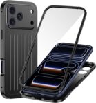 Lightweight Shockproof Case for iPhone 16 Pro with Tempered Glass, Magnetic Quick Installation, Non-Slip Case Design Back, Full All-Round Protection, Black