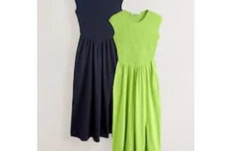 Lime Green/Navy Blue Cap Sleeve Shirred Body Jersey Midi Dresses 2 Pack