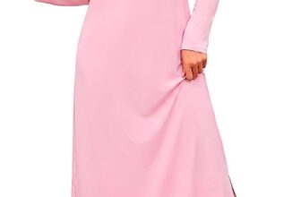 Litherday Nighties for Women Long Sleeved V Neck Lace Night Dress