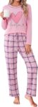 Litherday Womens Pyjamas Set Long Sleeve Ladies Pjs Crew Neck