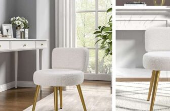 Living and Home Cream Faux Fur Vanity Stool Chair with Metal Legs (free del w/ code) Sold & Delivered by Living and Home