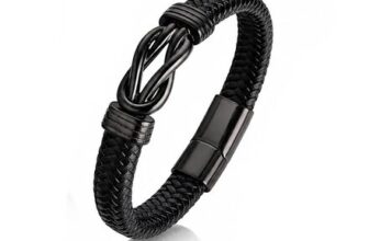 Loutade Mens Braided Leather Bracelet with Magnetic Clasp