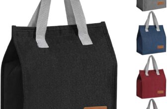 Lunch Bags for Women Men, Portable Insulated Lunch Bag Water-Resistant Leak-Proof Lunch Box Tote Bag for Kids Girls Boys Adults, Thermal Cooler Bag for Work School Picnic Travel (Black)